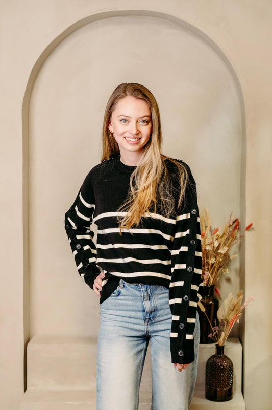 Sweet Jewellery - Trui Stripes | zwart