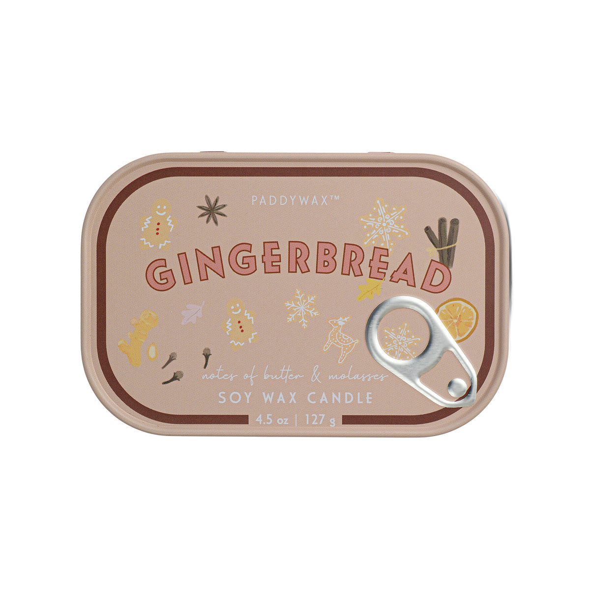 Paddywax - Gingerbread Printed Tin Candle | Bistro 4.5 oz