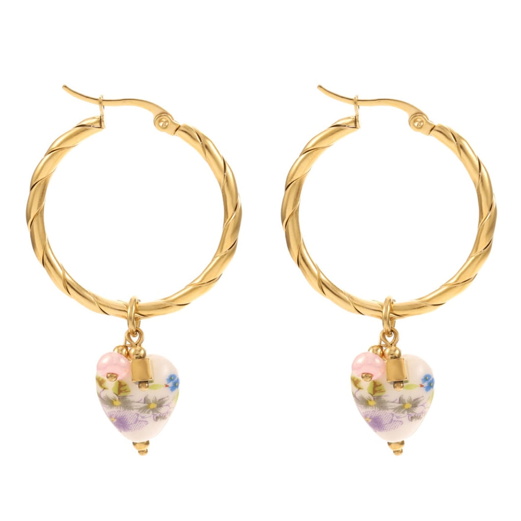 Oorbellen - Multi color hearts