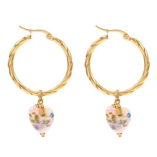Oorbellen - Multi color hearts