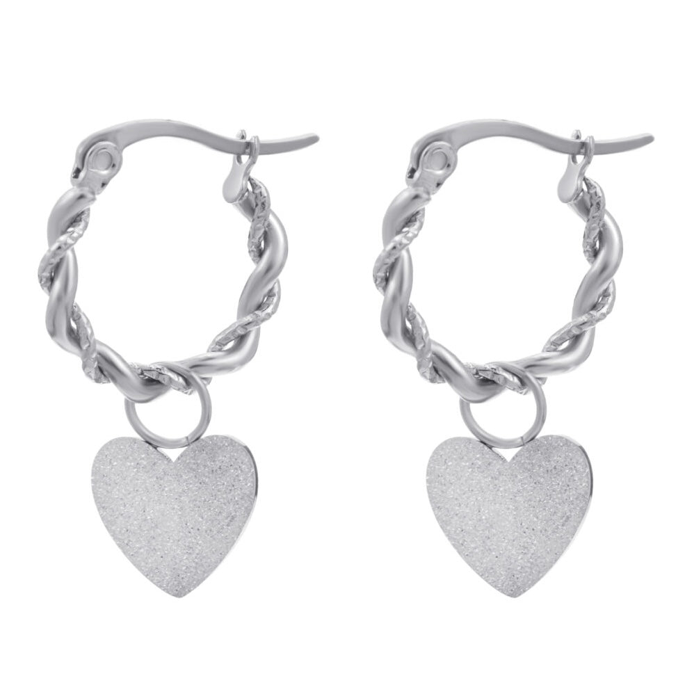 Oorbellen - silver heart
