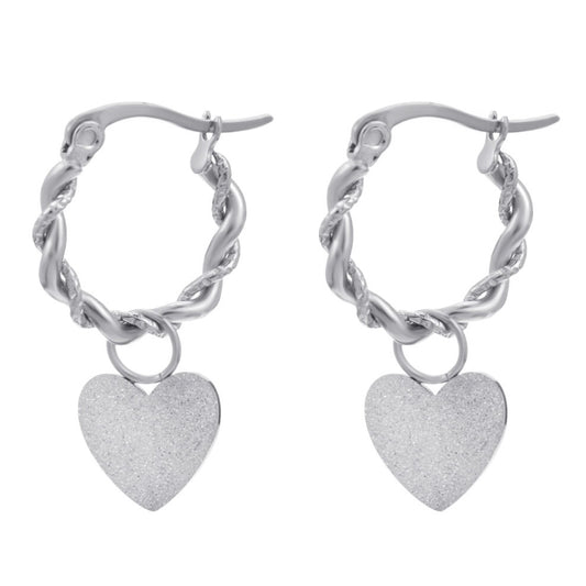 Oorbellen - silver heart