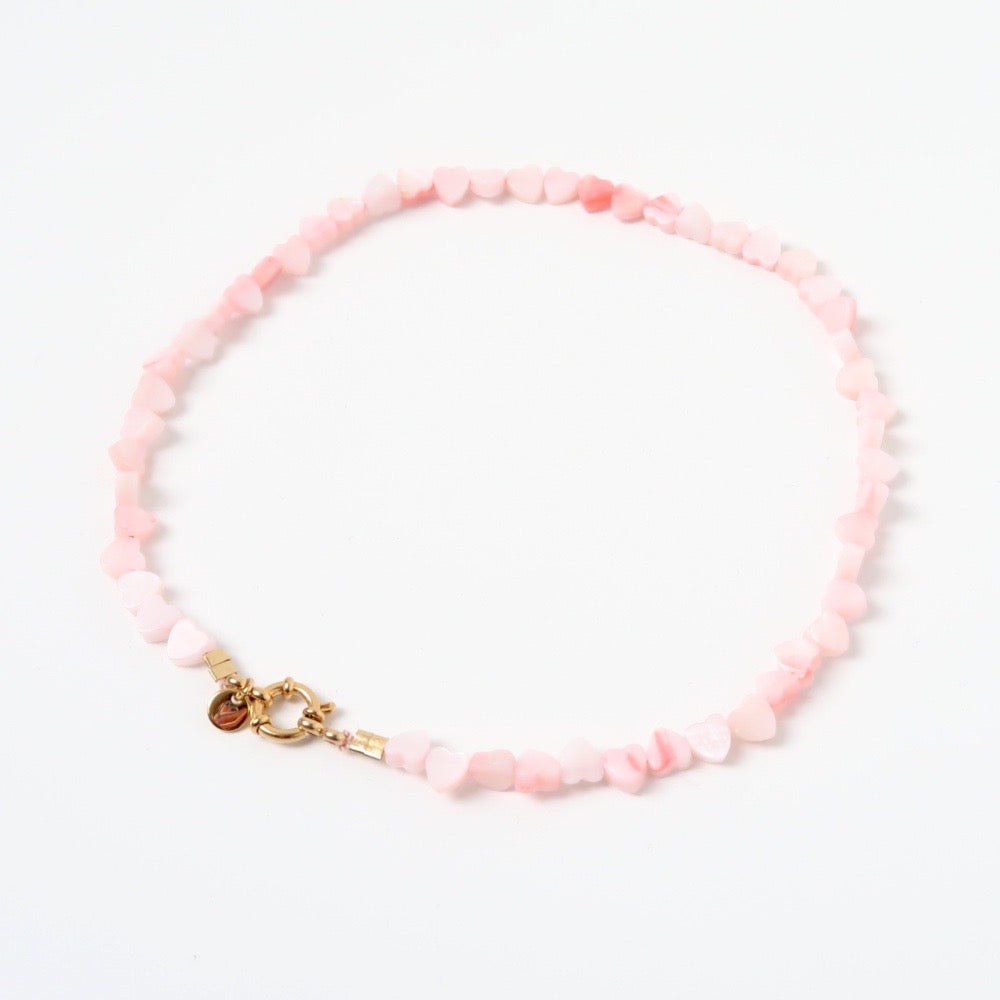Shelly - Hartjes schelpenketting | Roze
