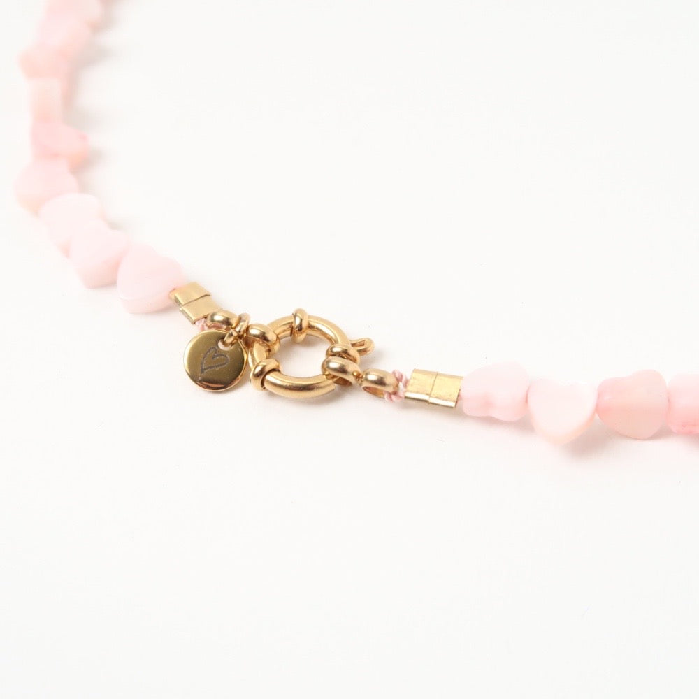 Shelly - Hartjes schelpenketting | Roze