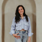 Blouse - Aila | Blauw wit gestreept