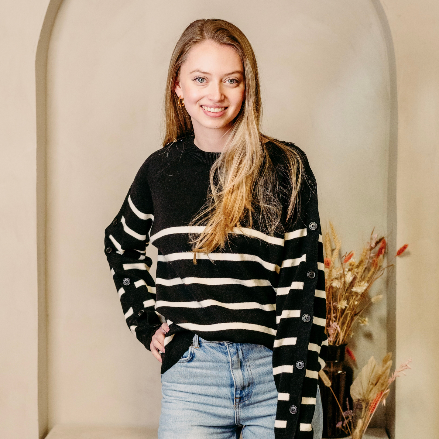 Sweet Jewellery - Trui Stripes | zwart